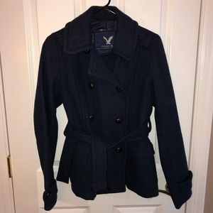 American Eagle navy blue pea coat